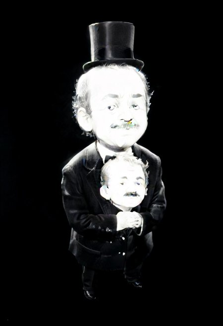((((((black and white,eyestalks)))))),((small man with mustache, top hat, kenbis, chibi, chibi, male only, male, male chibi, monocle, art deco, thick mustache, comically large mustache, handlebar mustache, tiny, multiple men, shrunk, microxl, some little guys,  high angle, from above)), bwMovies, realistic, photo, vintage photo, ((very small man, small man, a small man, a man who is small, a small man)), an unapologetically small human male, black and white, smiling, very happy, euphoric, ecstatic, wonderful small men, large smile, huge smile