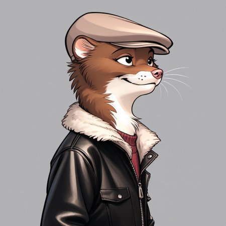 score_9, score_8_up, score_7_up, score_6_up, score_5_up, score_4_up, bedroom background, detailed fur, (((Portrait)))
BREAK
W33kly_BS, Weekly, Anthro Weasel, Lesser Weasel, brown weasel, brown fur, white chin, white neck, white inner ear, black eyebrows, black eyes, pink nose, whiskers, tan hat, flat cap,  leather jacket, flight jacket, fleece collar, red sweater, khakis, tan shoes,
BREAK