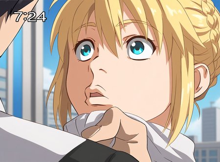 <lora:HyLper-Accelerate-PAseer:1><lora:Fixhands_anime_bdsqlsz_V1:1>score_9, score_8_up, score_7_up, uncensored, source_anime, intricate details, perfect anatomy BREAK
1boy, 1girl, artoria pendragon \(fate\), blonde hair,
nijiuraseven, outdoors, city, 
<lora:nijiuraseven_XL(pony)fix:1>