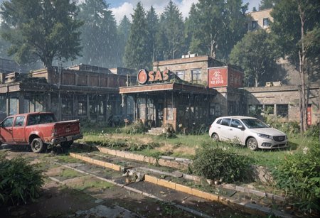 ,ruanyi0763,outdoors,tree,building,ruins,gas station,,ruanyi0732,snowing,<lora:0763 post apocalypse_v1_pony:0.8>,<lora:0732 winter_v1_pony:1>, score_9,score_8_up,score_7_up,,8k,1girl,solo,