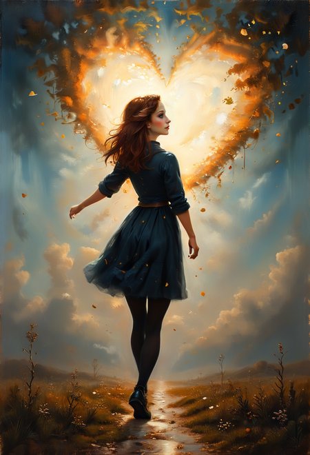 Oil painting, cute, colorful, vivid and whimsical, imaginative, surreal fantasy,  An epic image of unrequited lost love, ((dynamic angle, dynamic view, dynamic pose)), blurred background, 
<lora:add-detail-xl:1> ,  <lora:aidmaImageUpgraderSDXL-v0.3:0.75> aidmaimageupgrader,   <lora:xl_more_art-full_v1:1>,   <lora:tbh210-sdxl:0.35> style of Art Frahm,  <lora:tbh278-sdxl:0.30> style of Stephen Mackey,  <lora:tbh102-sdxl:0.45> style of Andreas Achenbach <lora:Flux-style-xl-lora:0.85> flux-style