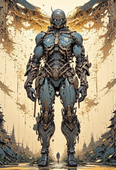 Insanely detailed Divine girl, cyberpunk, Hyper-detailed, Omnipresent, Beautiful, Sinister overtones, Good and Evil clash in the background, Otherworldly, Silhouette contrast, Rebellion against the AI ​​overlords, (the girl rebelled against the AI), Hyper-detailed, Professional poster art, Bold lines, Award winning, Trending on ArtStation, (Intricate details, Masterpiece, Best quality: 1.4), Looking at viewer, Dynamic pose,