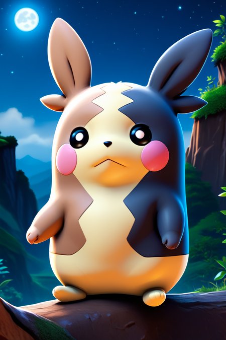 score_9, score_8_up, score_7_up, score_6_up, score_5_up, score_4_up, BREAK  morpeko \(full\), pokemon \(creature\),solo, (multicolored skin), black eyes, white pupils, sad, cliff,night,3d, <lora:MorpekoPony:1>