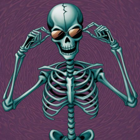 masterpiece, best quality, 
1boy, solo, 
no humans, 
skeleton, sunglasses, 
abstract background