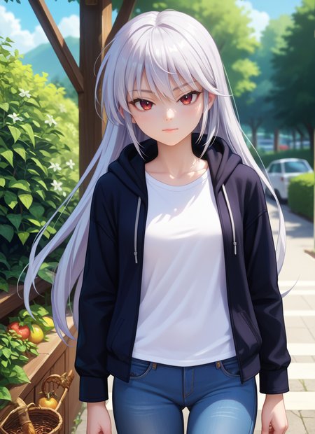 score_9, score_8_up, score_7_up,  1girl, solo,    kzk, silver hair, long hair, red eyes, hoodie, jeans, looking at viewer, outdoors,      <lora:Kazuki FF 5-000008:1>, ,<segment:yolo-face_yolov8m.pt,0.4,0.5//cid=1>  ,, , <lora:add-detail-xl:1.1>,  <lora:enhancerV4-pony:1>, <lora:PerfectEyesXL:0.8> perfecteyes,, BRAKE ,score_9, score_8_up, score_7_up, detailed face, detailed body, best background, detailed background, uncensored, pale skin, shiny skin,, BRAKE anime screencap, anime coloring,