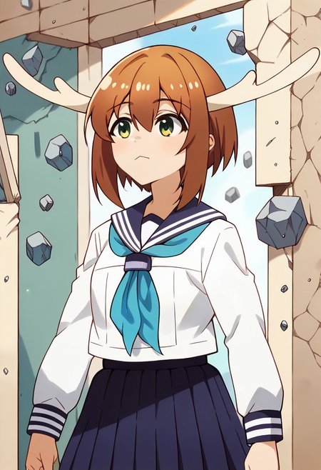 score_9, score_8_up, score_7_up, source_anime, masterpiece, 1girl, ct_shikan0k0, blue skirt, blue sailor collar, blue neckerchief, serafuku, pleated skirt, long sleeves, shikaatk