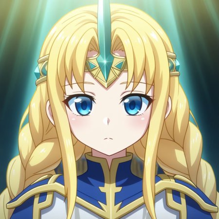 mana_sk style, portrait, focus on face, a valiant paladin girl with braided golden hair and radiant blue eyes, wearing a shining silver headpiece with holy sigils, a soft glow emanating from her armor, her expression resolute and compassionate, faint rays of divine light in the background, Japanese RPG style, noble and inspiring atmosphere, intricate details on her armor and headpiece