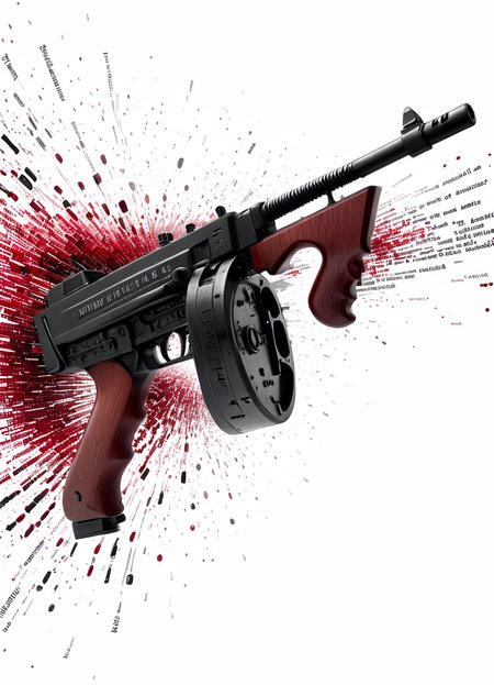 abstract of a tmmygn submachine gun, white background, monochrome, text focus, a world of ruby, all in vain
 <lora:Thompson_Submachine_Gun_-_1928_SDXL:0.8> <lora:Cute_3D_Cartoon:0.8> <lora:artfullyQUILLED_SDXL_V1:1>