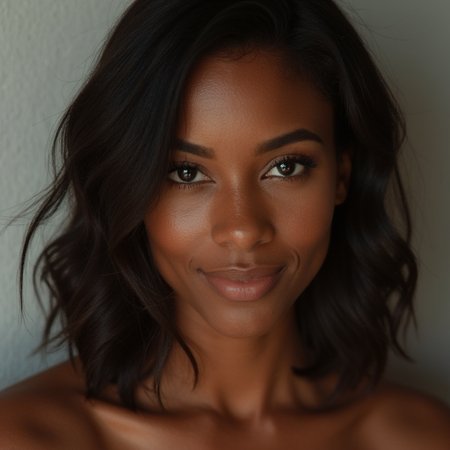 Portrait of a woman with medium brown skin
