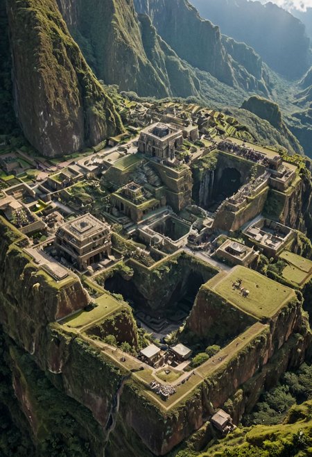 (pastel neon niji colors, terraforming mecha-Pyramid Like drdnght machine hovering above planet earth 20000 bc:1.55), 
(atmospheric haze, Film grain, cinematic film still, highly detailed, high budget, cinemascope, moody, epic, OverallDetail, gorgeous, 2000s vintage RAW photo, photorealistic, candid camera, color graded cinematic, eye catchlights, atmospheric lighting, skin pores, imperfections, natural, shallow dof:1.4),
(Ancient megalithic civilization, Azka Lines, on Easter Island:1.1), (The colonial city of the future, in the mist-filled Grand Canyon, on an unknown Earth-like planet, 2 moon on sky, Spaceship flight connects colonies, waterfulls:1), (Machu Picchu, a mountain settlement, incredibly spectacular:1),  (avant-garde, future, reality, science fiction, photorealistic), White limestone with black granite, fountain, waterfall, landmark, square, path, narrow street, (Large Files, Ultra Realistic, 8K, 16k, FHD, HD, VFX, Perfect, Photography, composition, Architecture Sales Photography, Architecture Competition, Ultra High Resolution, Cinematography, High Resolution Image:1), (dramatic lighting, direct sunlight, ray tracing, clear shadow:1), (real landscape:1), (blurred background:1.0), (urban background, more_details) ,
extremely detailed, industrialbuilding, drdnght machine, spstation, mayamaze, caveruinsAerial