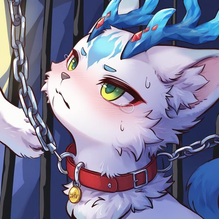 (masterpiece, best quality:1.1), fantasy kinoko, <lora:N11_KinokoV2_22_1206:0.7>, solo, cage, animal collar, captured