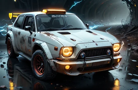 3D digital painting, global illumination, subsurface scattering, specular lighting, hdr, 8K, nanite raytraced, (battlecar:1.1), (rally car:1.08), (painted matte white with red accents:1.05), vehicle focus, no humans, car, wheel, tire, debris, glowing mushrooms, underground tunnel, clean <lora:BattleCars_v2_50_clip2_R-128:0.41><lora:JoltTech:0.6>,   scifi, jolttech, large format photography, masterpiece, best quality, absurdres, detailed, ultra-detailed, max detail, 4k uhd
