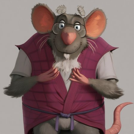 furry male, upper body, beard, tail, solo, plaid, mouse