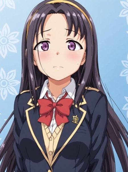 detailed background, shiny skin, rating safe, 
<lora:saimin.pony:1>
saimin, akino, hair band, 
school uniform,