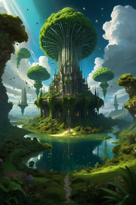 chlorophyll nebula clouds nurturing sky islands, ecosystems where mycorrhizal internet transmits ancestral wisdom under dark matter pollination cycles, sunken forest cities where drowned bell towers ring with current songs, their flooded vaults containing pressure-preserved seed banks, cinematic view, epic sky, detailed, concept art, low angle, high detail, warm lighting, volumetric, godrays, vivid, beautiful, trending on artstation, by jordan grimmer, huge scene, grass, art greg rutkowski,
 <lora:detailed_notrigger:0.7>, <lora:add-detail-xl:0.3>, oil painting art style from Renaissance period, masterful composition, Renaissance mood, renaissance oil painting, brush strokes, Baroque art style, dynamic composition, dramatic lighting, rich colors, intricate details, professional-grade execution, captures the grandeur and theatricality of the Baroque period