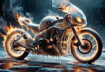 1c3_w1n73r, f1r3, <lora:Varos_-_Fire_Style:0.75> <lora:Varos_-_Ice_Style:0.75> <lora:StS_PonyXL_Detail_Slider_v1.4_iteration_3:0.8> (score_9, score_8_up, score_7_up:1), majestic, (ghost rider with his bike of fire, winter:1.45), elaborate, (ultra realistic:1), (masterpiece, translucent:1.2), best quality, intricate, extremely detailed, detailed background, masterpiece, best quality, highly detailed, sharp focus, hyper-detailed, safe_pos