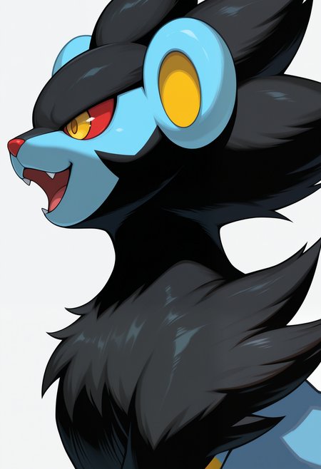 masterpiece,best quality,amazing quality, 1boy, solo, luxr4y, pokemon (creature), close up, side angle, happy, open mouth,