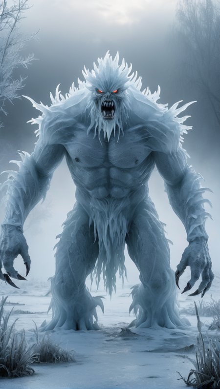 <lora:é²åä¸æ´¾@å¥å¹»ä¸çXL:1>,Frost Monster, a monster form formed by a huge frost, white translucent, thick fog, dynamic pose, evil atmosphere, epic movie, rotten swamp, high detail, ultra high resolution, 32K UHD, best quality, masterpiece, ...