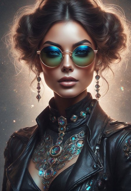 double exposure, enys guerrero art style portrait of a Fantasy hyper detailed steampunkschloss beautiful ultra Realistic, gorgeous boujie female, skull, colorful bismuth sparkles, hyper detailed Kaleidoscope sunglasses , in the style of tom wood, charlie bowater, Bing AI , Dall-e3 , Chat GPT 4, centered composition, super sharp focus, rule of thirds,, (gothic style:1.2) . mysterious, haunting, dramatic, (minimal, ornate), aesthetic, eerily beautiful, dark surrealism, best quality, hyperrealistic art, cinematic film grain, high angle shot, natural texture.