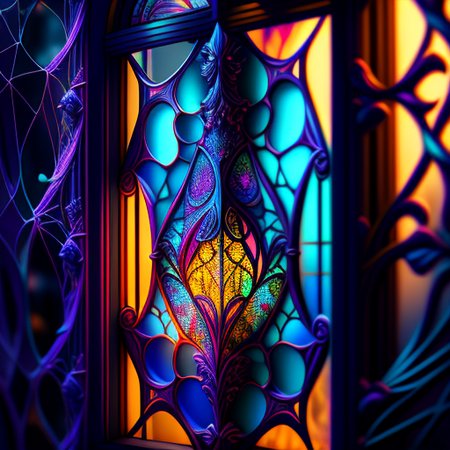 a colorful window, 
intricate details, modelshoot style, dreamlikeart, dramatic lighting. 8k, trending artstation, 
art by Cobwebber
