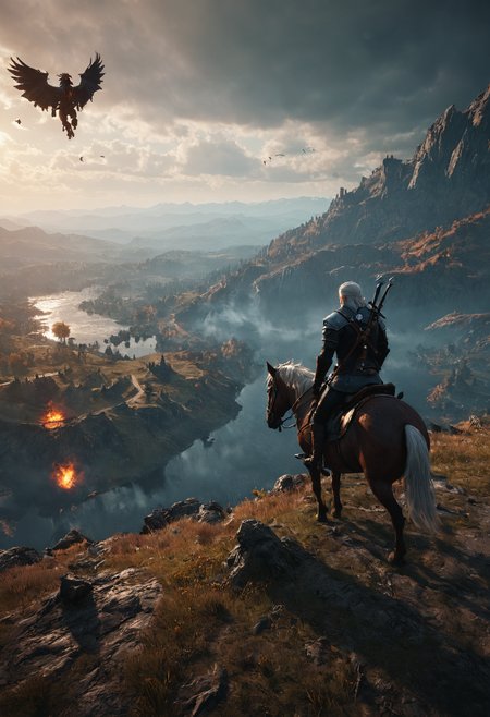 magic landscape,elden ring, dark arts, the witcher,realistic photo,breath taking, sharp lense, professional photographie, 70mm lense, detail love, good quality, unreal engine 5, wallpaper, colerful, highly detailed, 8k, soft light, photo realistic, epic scenery, griffin flying in the horizon, looking at viewer
<lora:add-detail-xl:1> <lora:xl_more_art-full_v1:0.5>  <lora:looking_at_viewer:2>
