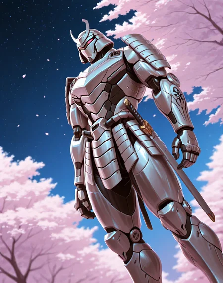 <lora:Silver_Samurai_(Marvel_Comics)_(Illustrious)_(AD):0.85> Silver Samurai, robot, armor, 
((
exterior, traditional Japanese noble's estate home, cherry blossoms, night sky, 
dutch angle, dynamic action, male focus, solo, fully armored, villain, hyper glossy body, powerful, superiority, 
)),
BREAK: very awe, aesthetically pleasing, masterpiece, best quality, amazing quality, very aesthetic, depth of field, absurd details, depth of field, atmospheric rendering, natural shading, soft shading, 
BREAK: lazympos, lazypos (3),