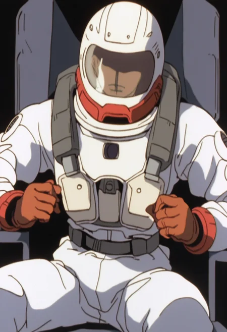 score_9, score_8_up, score_7_up, anime screencap, sksgw, retro artstyle BREAK,
1boy, gloves, helmet, male focus, pilot suit, science fiction, sitting, solo, spacesuit, black background   <lora:GundamWingXLLocon_byKonan:1>