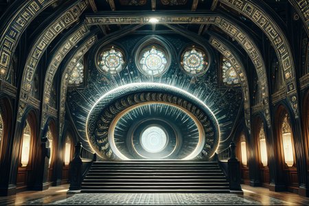 highly insanely detailed, masterpiece, top quality, best quality, highres, 4k, 8k, RAW photo, (very aesthetic, beautiful and aesthetic),  
(code_style,codestyle),(sympattern,geometric pattern),Doodle,symbolic patterns,vignette,colorful,vibrant,doodle pattern, 
<lora:CodeStyle (half generic class)_564920:0.7>, 
(1girl:1.3), 1other, 
stairs,lamp,religious_symbols,Gastropod_Fossil,spiral,âââ