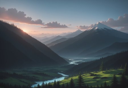 score_9, score_8_up, masterpiece, best quality, absurdres, highres, high quality, highly detailed, landscape photography, a gently sloping green hillside, bright blue sky with white wisps of cloud, evergreen trees, natural lighting, high contrast, vibrant color, arcane