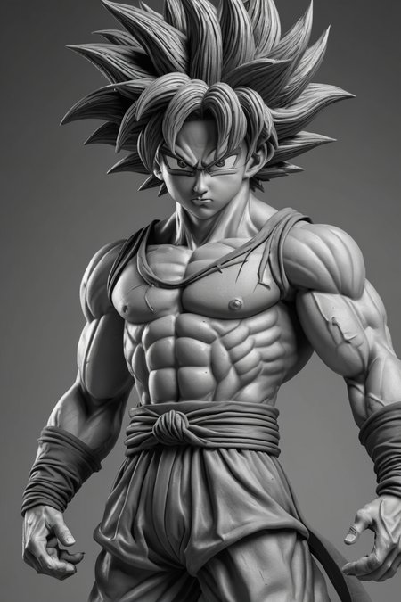 son Goku,ultra detailed,monochrome