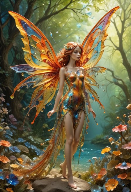 reality-shot, realism, realistic photography of a very detailed fairy, see through wings made out of colorful liquid Murano Art Glass, awesome appearance, magical landscape with enchanted elements, fantasy art style, coral theme, intricate details, ultra sharp, exquisite detail, flawless composition, vivid colors, masterpiece, exciting background   <lora:Colorful_Murano_Art_Glass_style_-_SDXL:0.85>