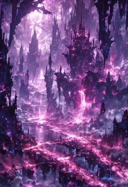 epic landscape city dark apocalyptic fantasy world river 
dramatic lighting, fog rain cloud blue purple red decay ruin spaceship