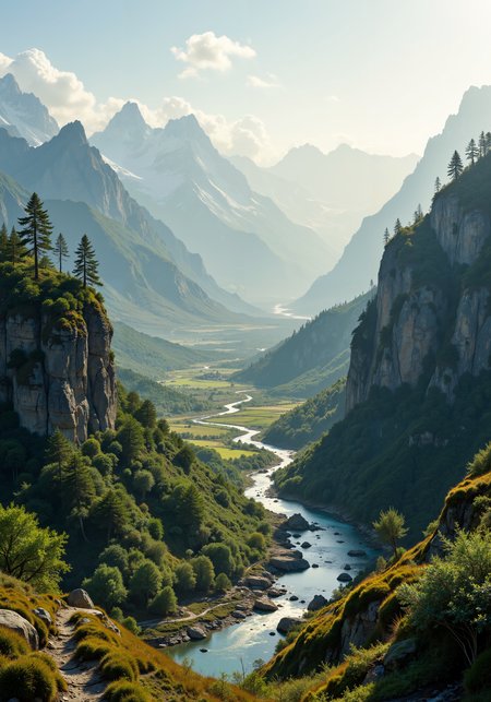 immaculate panorama of diverse natural realms, sweeping aerial view of towering mountain ranges juxtaposed with serene coastal shores, intricate textures of lush forests, expansive arid deserts and rolling valley vistas, radiant early light enhancing vibrant greens, warm ochres and soft blues; mesmerizing low-angle capture of rugged cliffs and delicate close-ups of dew-kissed blossoms, eye-level glimpse of meandering streams and dynamic tracking perspective through mossy trails, 8k masterpiece quality, hyper-detailed intricacy, cinematic lighting, atmospheric depth, elegant spatial gradients, natural textures layered in refined clarity <lora:Ganin_II:0.4> <lora:artisketchyfs-v02:0.4> <lora:bm-goth_epoch_1:0.2> <lora:é»è²å¹»æ³_1.0:0.5> <lora:ck-charcoal-drawing-000014:0.1> <lora:flux_dev:1>