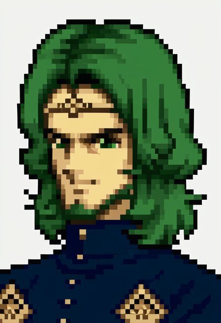 score_9, score_8_up, score_7_up, source_anime, 1boy, <lora:zs_FE4PortraitsXL:1.0> fe4portraits, portrait, pixel art, white background, <lora:SetethFE-pdxl:1> setethFE, beard, circlet, uniform
