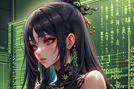 highly insanely detailed, masterpiece, top quality, best quality, highres, 4k, 8k, RAW photo, (very aesthetic, beautiful and aesthetic),  
(code_style,codestyle),english text,traditional chinese text,japanese text, 
<lora:CodeStyle (half generic class)_564920:1>, 
(1girl:1.3), 1other, 
a colorful background,(fluorescent background,neon color background,bold color background),âââ