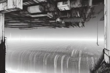 cyberpunk building structures, detailed background, vast, gigantic, decrepit scenery, covered in large tubes and cables, dim light, ((heavy black and white)), <lora:Blame!:1>