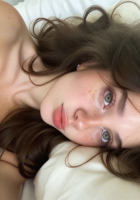 score_9, score_8_up, score_7_up, Expressiveh, realistic, perfect face, candid, igbaddie, RSGRL, Russian female, Cute face, amateur, candid,

1girl, from side, looking at viewer, ((horny)), extremely beautiful female, freckles, alluring, sharp eyes, long messy hair, hair swept over face, lying on bed, head on pillow, pov, solofocus, face focus, ((slutty:1.6, horny expression)), puffy lips,