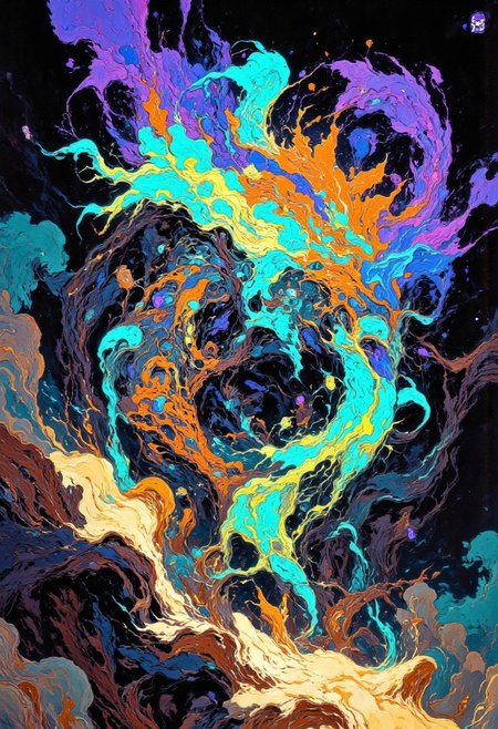 A striking figure with a vibrant, spiky hairstyle gazes through a spacecraft window, bathed in cosmic hues. Clad in a sleek, illuminated suit and a flowing, ethereal robe, they clutch a pulsating weapon. The backdrop features a mesmerizing, colorful nebula, merging anime and cyberpunk aesthetics under starry, radiant lighting.