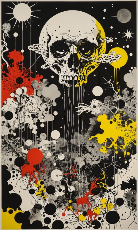 Surrealistic print art by Sigmar Polke and Mike Kelley