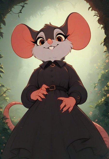 score_9, score_8_up, score_7_up, score_6_up, score_5_up, score_4_up, solo, (fluffy:0.8), (feral), furry, (((mouse))), female, claws, clothing, (fluffy cheeks:0.7), (solo:2), j_cartoon, cute, clothing, ((low angle view)), look at viewer, standing