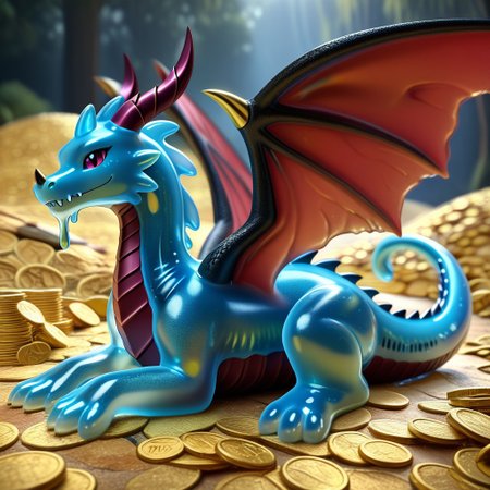 1dragon, highly detailed black  dragon, black dragon made out of slime, scaly black slime dragon, slime dragon with red eyes, black slime dragon laying in its hoard, black slime dragon with wings, dragon wings, detailed claws, detailed feet, detailed tail,
multi-colored gems made out of slime, in a room of treasure made out of slime, tiny gold coins and bars made out of slime, piles of tiny coins, piles of tiny gold slime coins, piles of gold slime, tiny gold slime coins, only tiny coins, translucent slime coins, 
treasure-room, treasure, gemstone, coins, gold bars, gold pile, 
everything made of slime, No simple background,
((translucent slime)), ((transparent slime)), (bioluminescent slime), sl1m3d, slime, slime-morph, saturated colors,