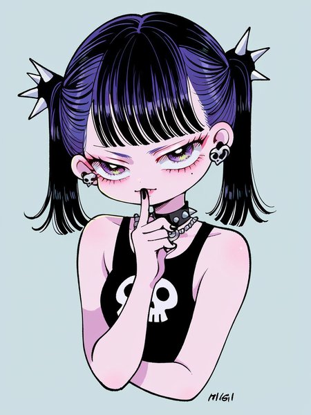 score_9, score_8_up, score_7_up, score_6_up,    <lora:h1zg1XLP:1> h1zg1, 1girl, solo, gothic, twintails,