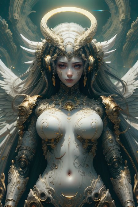 masterpiece,photorealistic,high details,8K,best quality,amazing body,at distance,the full and whole body,full length shot,posing,flirting,(playful gaze, smirking:1.05),seductive,voluptuous,<lora:BlessedTech:0.7>,blessedtech,blessed,holy aura,medivial,white and golden,
<lora:Concept_-_Hella-sthetic_v2:0.7>,, intricate, elegant, highly detailed, symmetry, magical atmosphere, sharp focus, majestic, very coherent, radiant, advanced, cinematic, artistic, fine detail, winning, beautiful, stunning, dramatic light, designed, rich deep colors, perfect professional background, ambient, tailored set composition