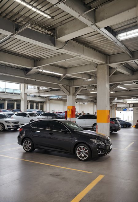 ,ruanyi1409,indoors,motor vehicle,<lora:1409 Underground parking lot_v1_pony:1>, score_9,score_8_up,score_7_up,,8k,solo,,