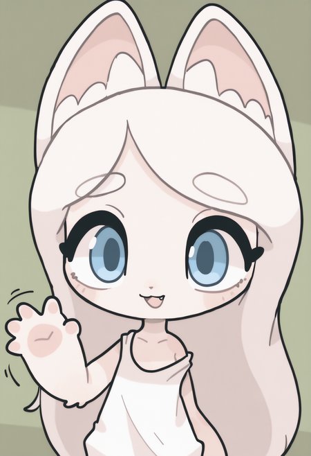 <lora:NTR_MIX_4.0_LORA:0.7>,1girl,white hair,blue eyes,cat ears,happy,waving,
<lora:pepako0:0.9>,pepako,
masterpiece,best quality,amazing quality,very aesthetic,absurdres,newest,depth of field,