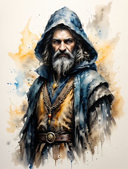 Thorin had a white beard and wore a sky-blue hood with a long silver tassel. Around his neck he wore a golden chain, upon which he attached his grandfather's key. He wore a belt of gold and jewels, and his stockings were yellow. He was also said to be quite tall for a dwarf, though his height was otherwise negligible compared to other races.