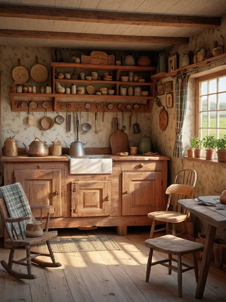 inside of farmers cottage with furniture in ((allmoge)) design dress, masterpiece, 4k, intricate details, highly-detailed, hyper-realistic. best lighting, <lora:allmoge-SDXL:1>