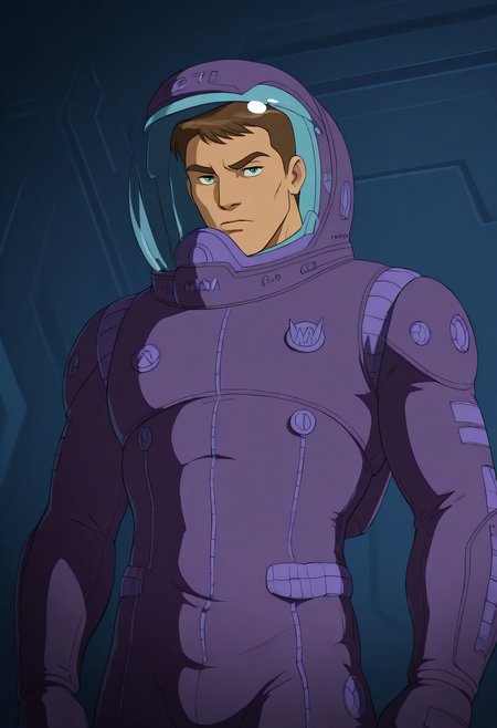 embedding:Illustrious\Positive\IllustriousQual, embedding:Illustrious\Positive\IllusP0s,  1boy, solo, male focus, timscam_ts!, brown hair, short hair, green eyes, spacesuit, helmet, science fiction, spaceship interior, cockpit, control, buttons, best quality, high resolution,