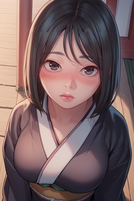 score_9, score_8_up, score_7_up, rating_safe
hyeongjun_style, 1girl, solo, looking at viewer
kimono, breasts, black hair
outdoors, japanese shrine, blush, pov, high angle shot
 <lora:Park_Hyeongjun_Style_Love_Limit_Exceeded:0.9>