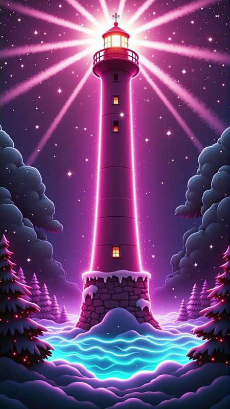A (Neon:1.0) (Christmas:0.5) Style Chr457m45m3rg3D0nMN3M1C a tall, mystical lighthouse emitting beams of starlight, muted and dark color scheme
<lora:Chr457m45m3rg3D0nMN3M1CFlux:0.9>